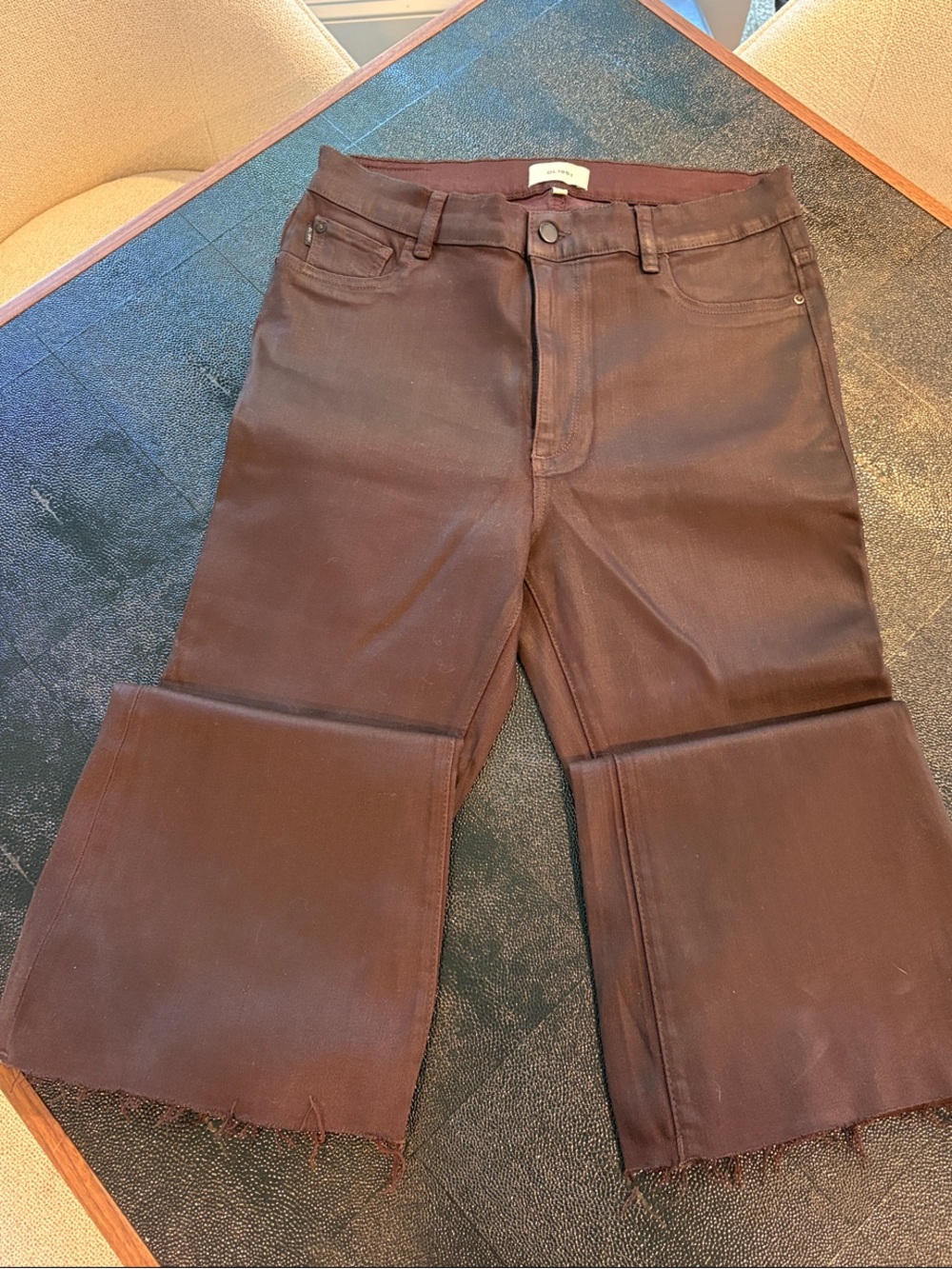 DL1961 Women’s Dark mocha Brown barbara bootcut waxed  Jeans